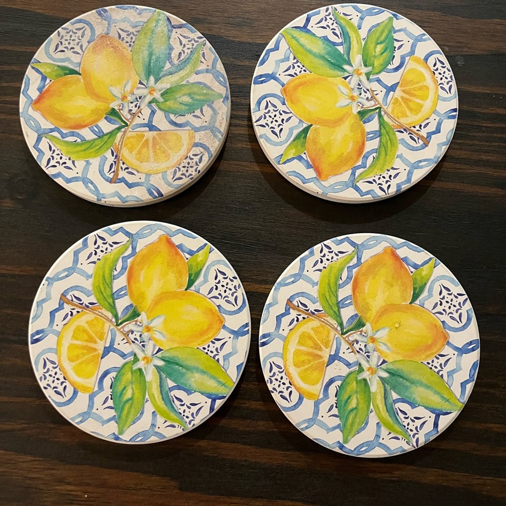 Lemon Patterned Coasters Set